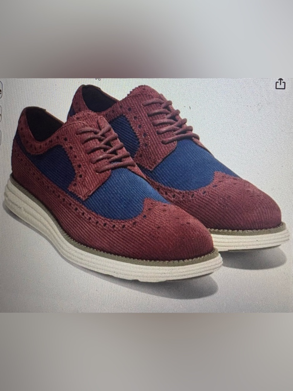 Cole Haan  Men's Og Rem Longwing Burgundy &  Navy Mesh Derby Shoes; Sz: 8.5; EUC